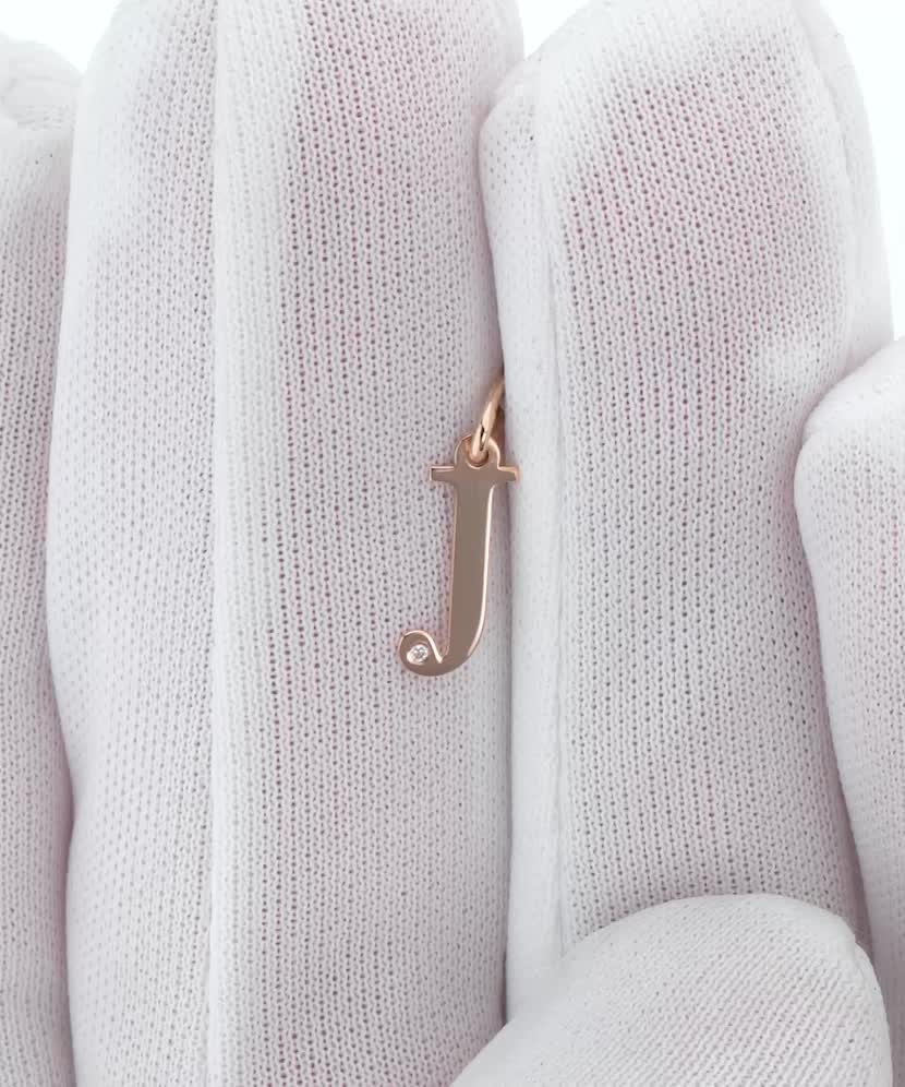 Gold pendant with diamond letter J