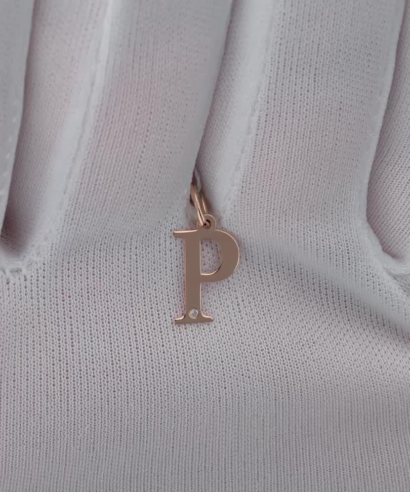Gold pendant with diamond letter P