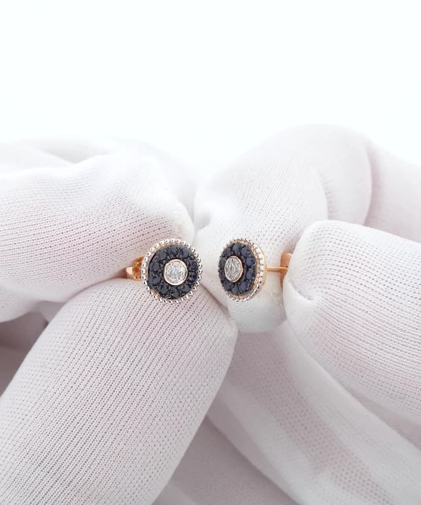 Gold earrings with sapphires and diamonds