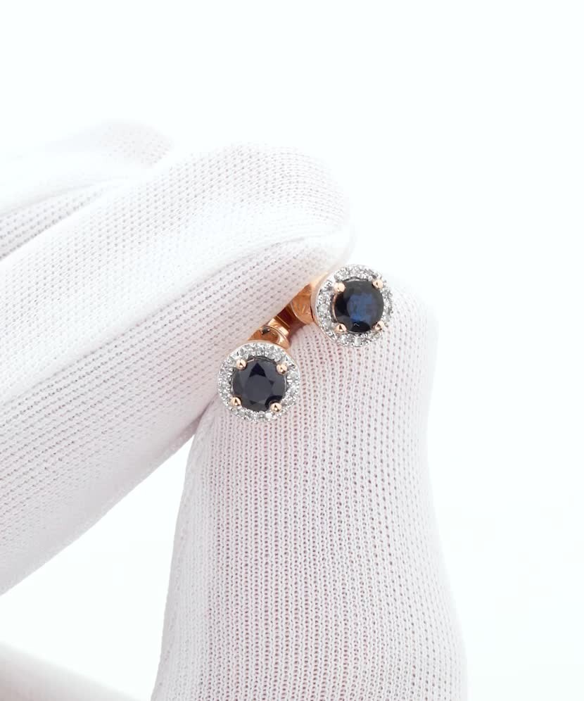 Gold earrings with sapphires and diamonds