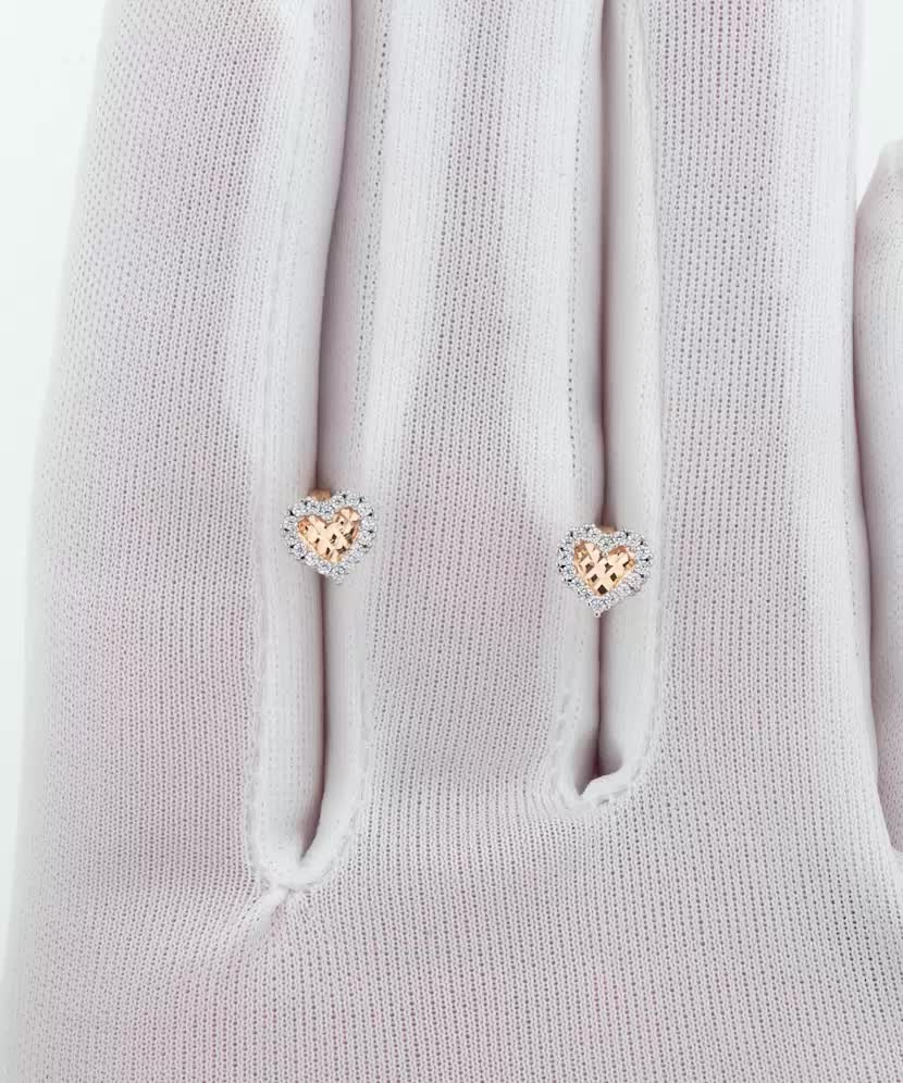 Kultaiset korvakorut zirkoneilla "sydäns"