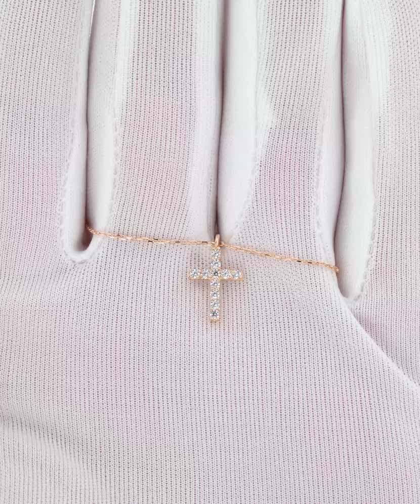 Gold chain with zirconium pendant "Cross"