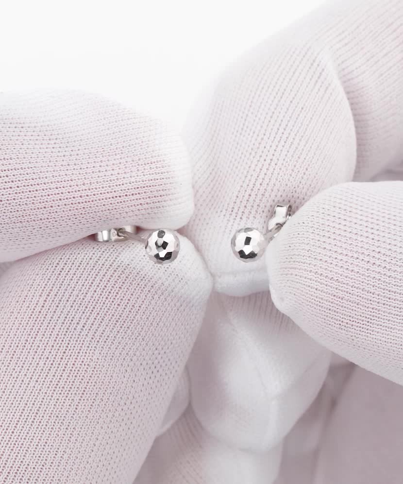 White gold earrings "Bubbles" 4mm