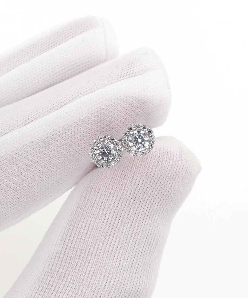 White gold earrings with zircons