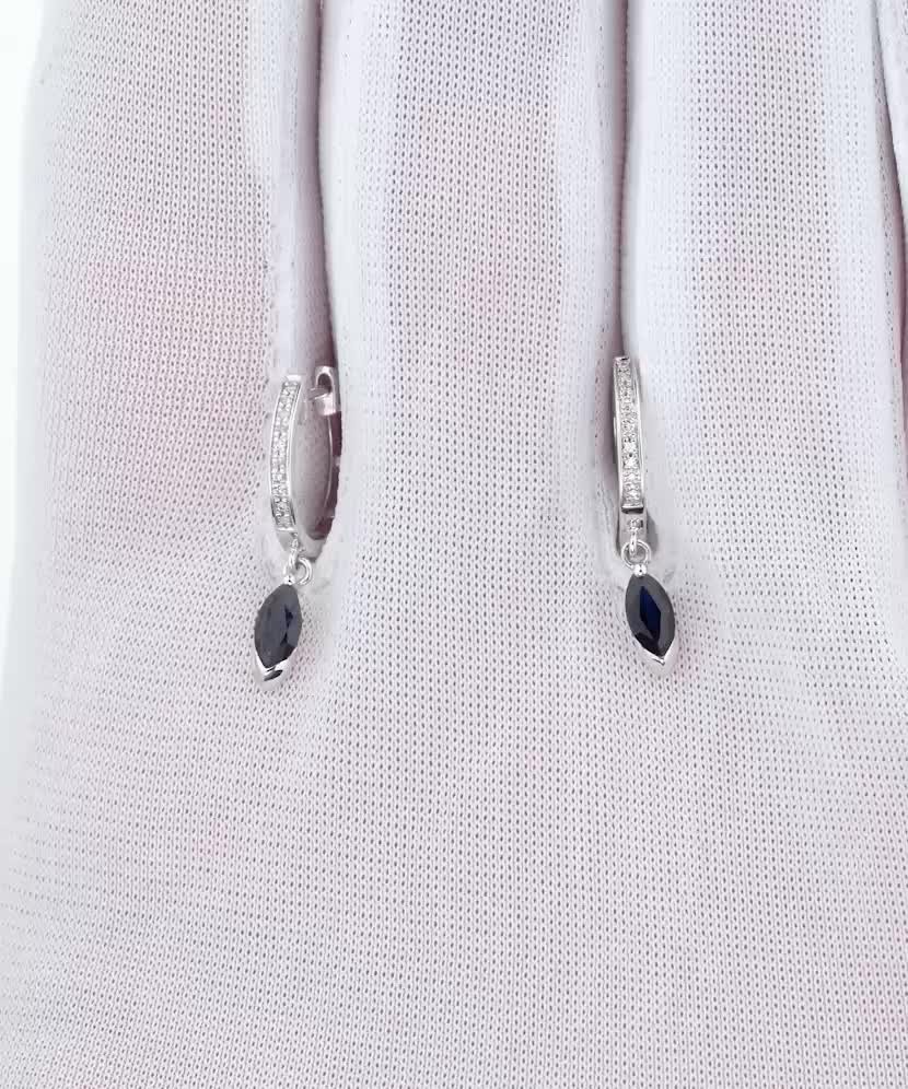 White gold earrings with sapphires and diamonds