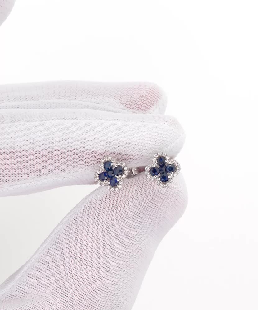 White gold earrings with sapphires and diamonds