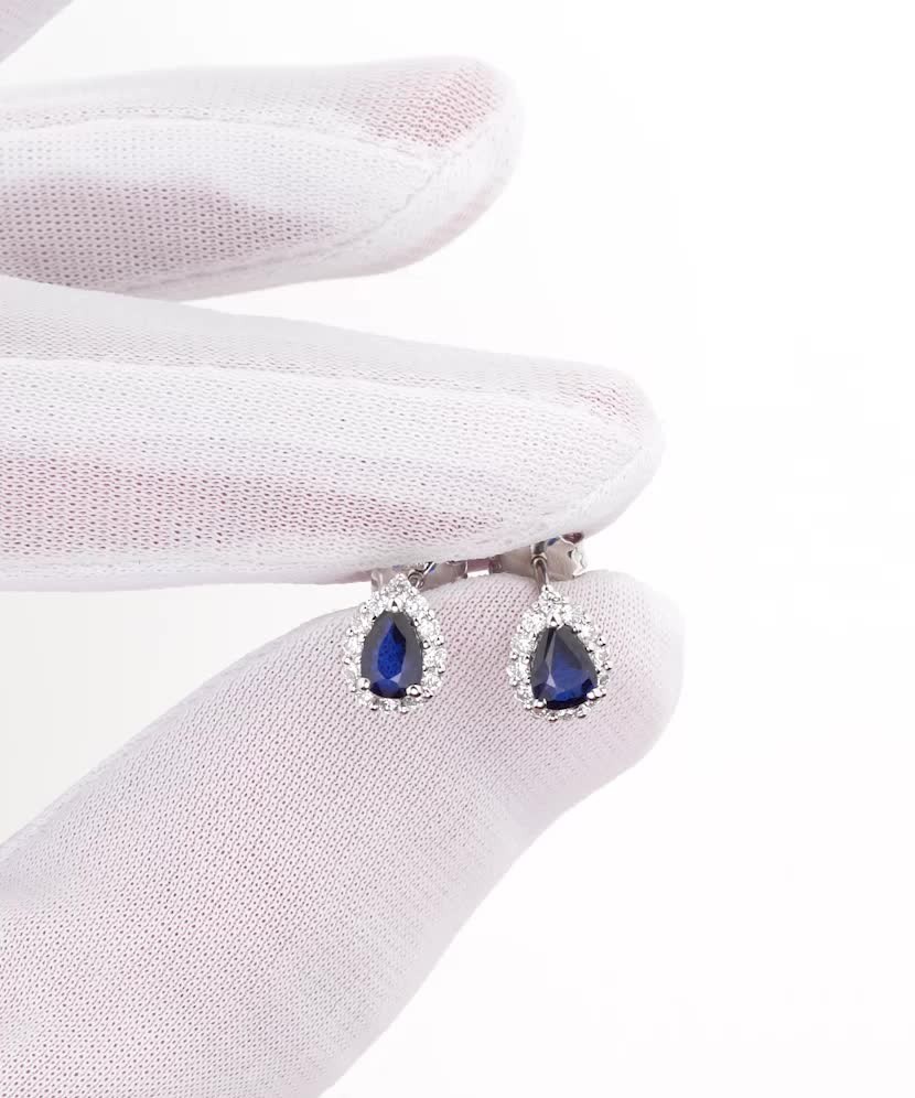 White gold earrings with sapphires and diamonds