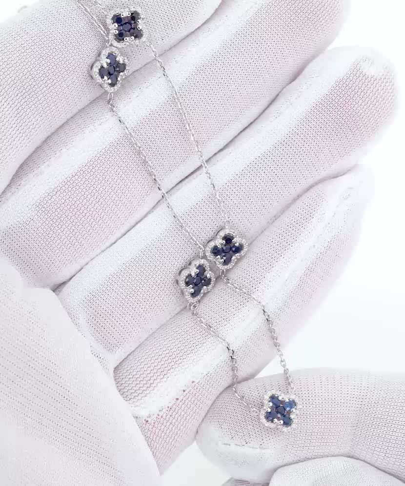 White gold chain with sapphires and diamonds