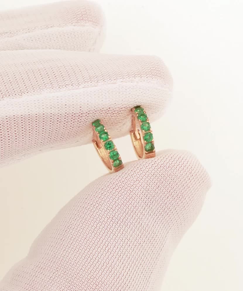 Gold children's earrings with zircons