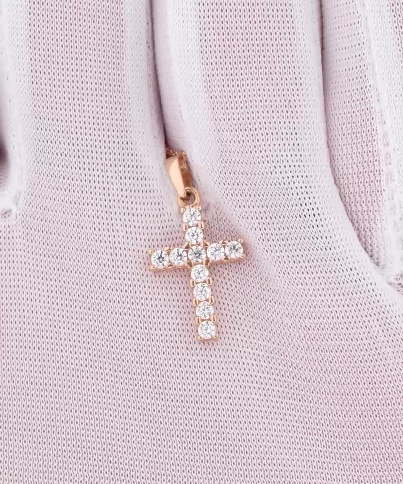 Gold pendant with zircons "cross"