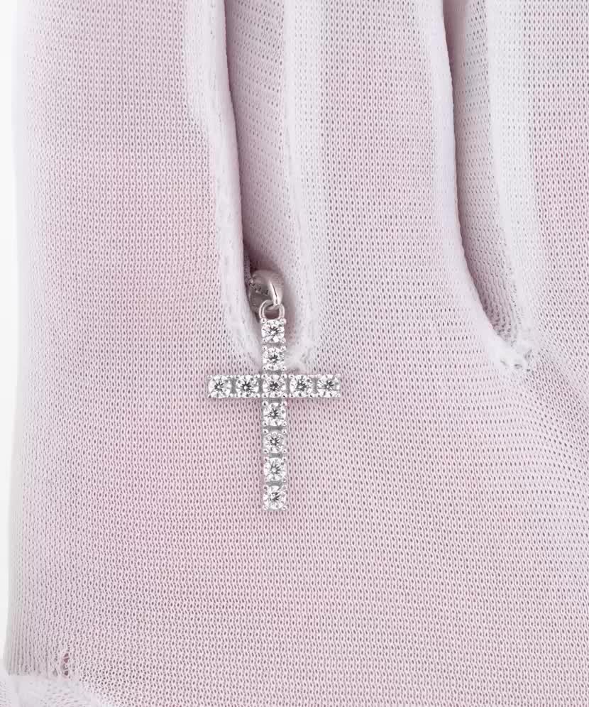 White gold pendant with zircons "cross"