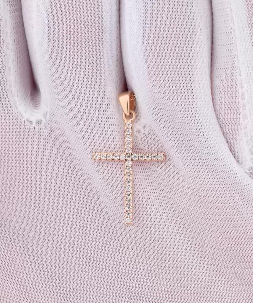 Gold pendant with zircons "cross"