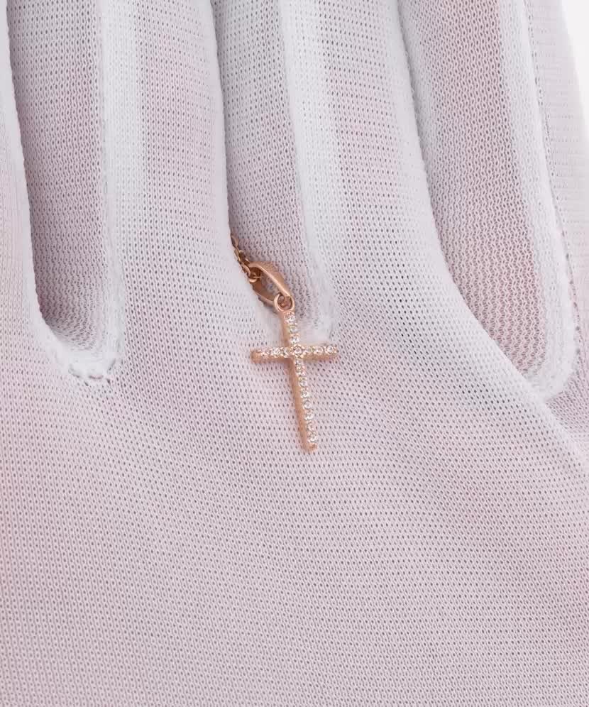 Gold pendant with zircons "cross"