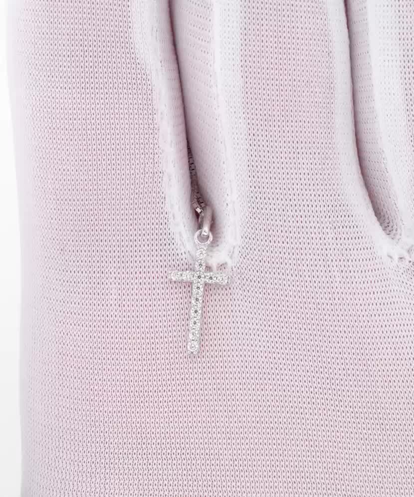 White gold pendant with zircons "cross"