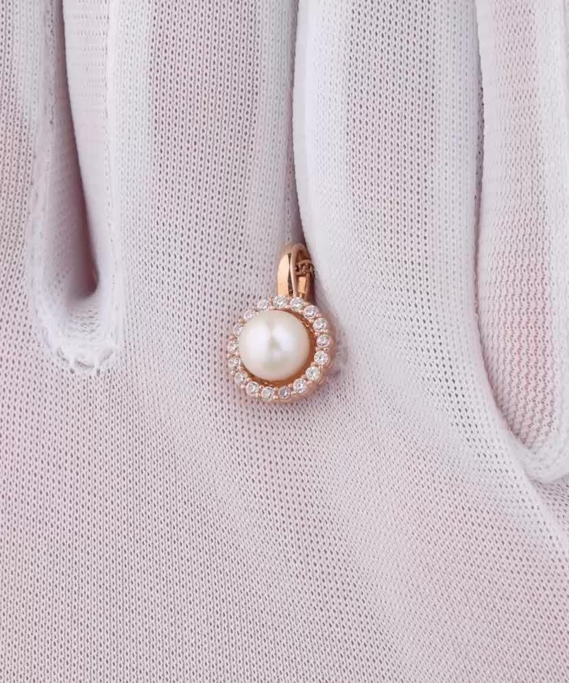 Gold Pearl Pendant and zircons