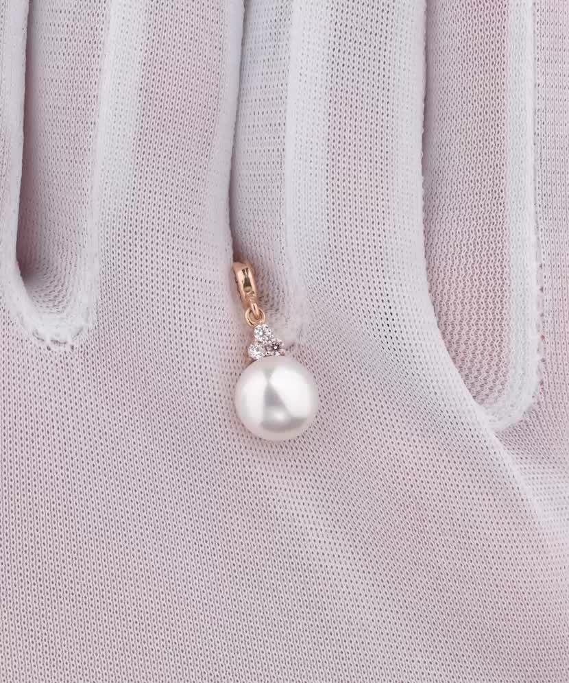 Gold Pearl Pendant and zircons