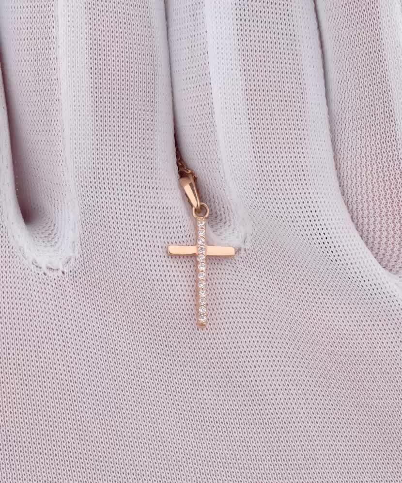 Gold pendant with zircons "cross"