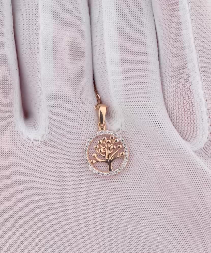 Gold pendant with zircons "Tree of life"