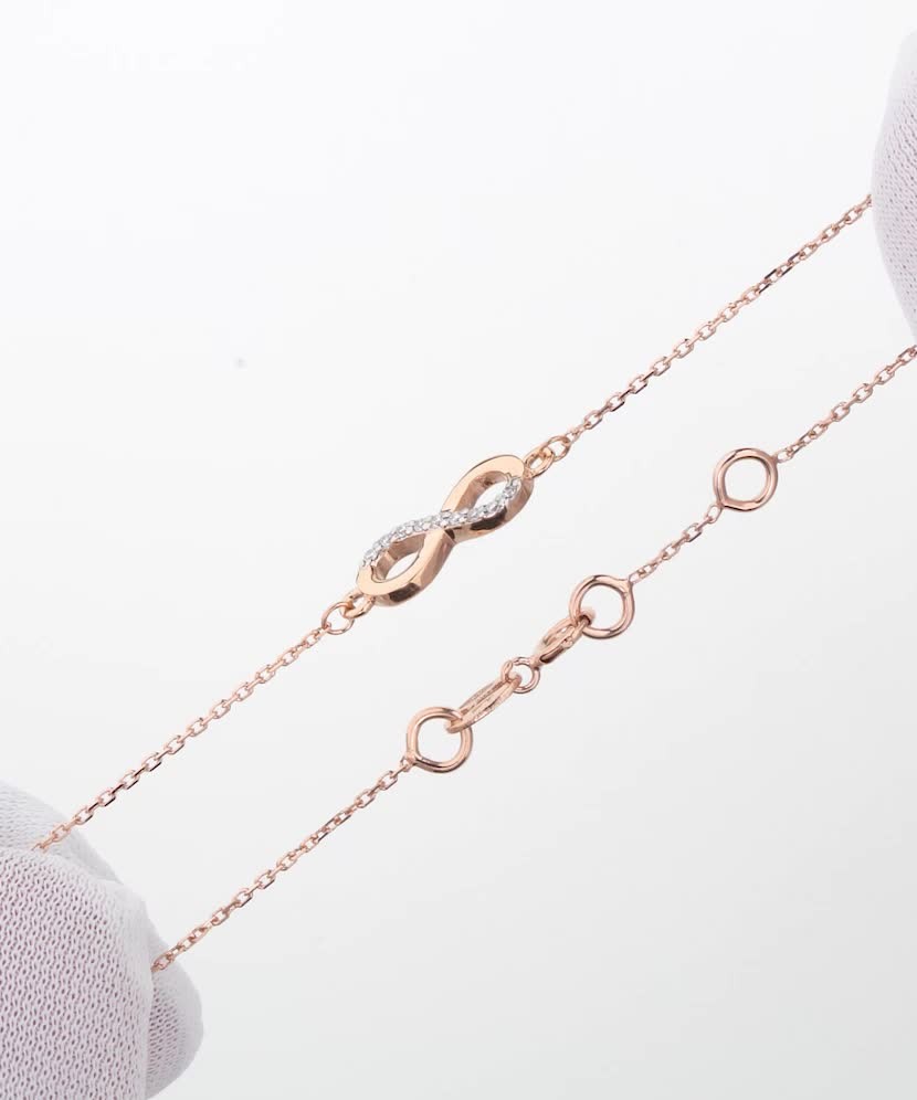 Kultainen rannekoru timanteilla "Äärettömyys"