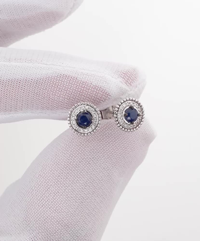 White gold earrings with sapphires and diamonds