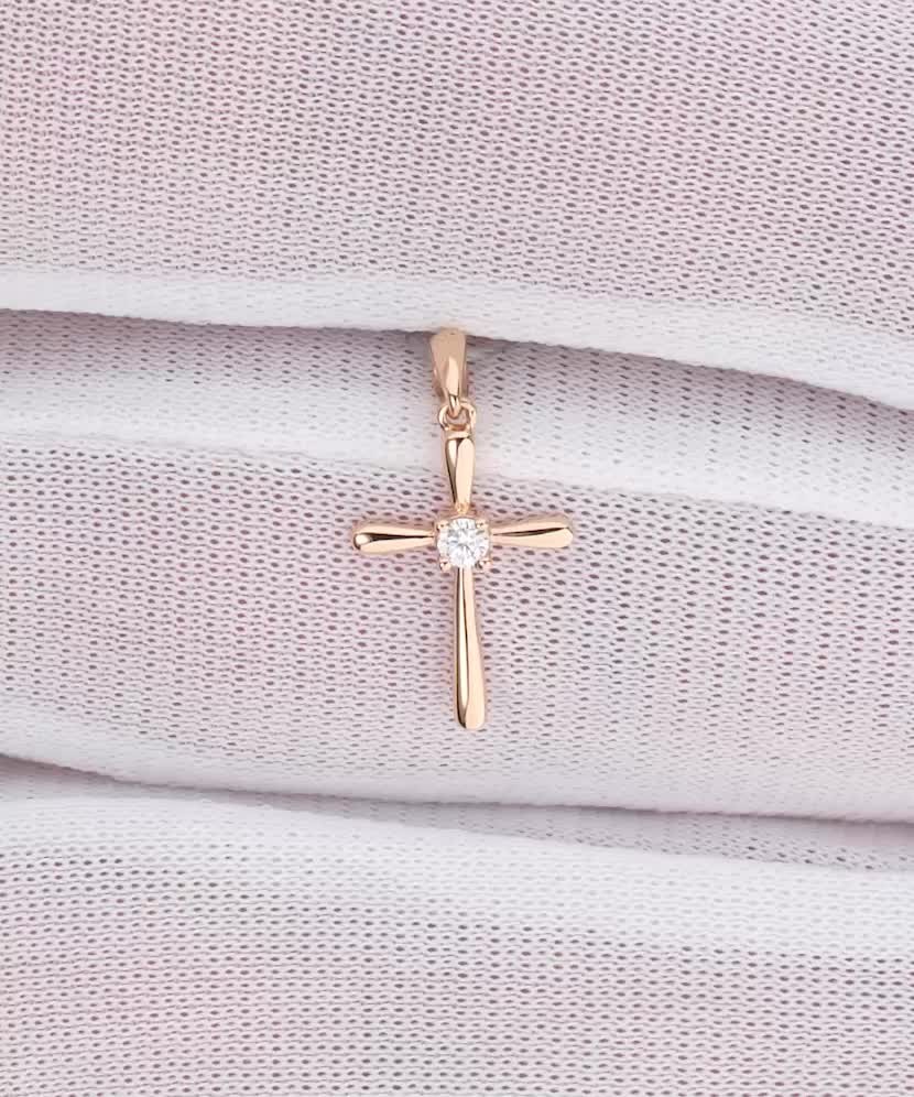 Gold pendant with diamonds "Cross"