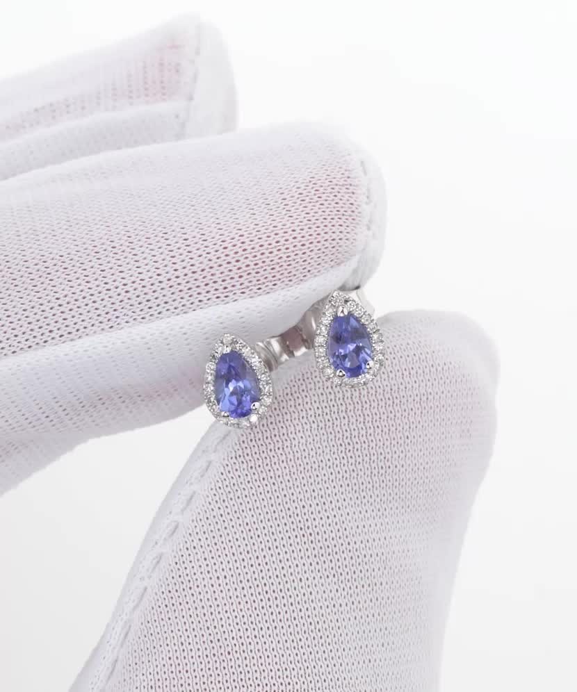 White gold earrings with tanzanite and diamonds