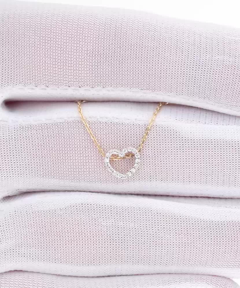 Keltainen kultaketju timanttiriipuksella "sydän"