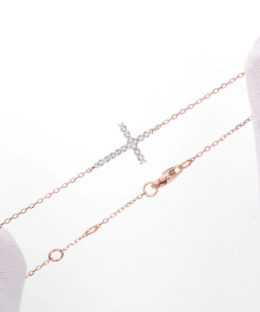 Gold bracelet with diamonds “Cross”
