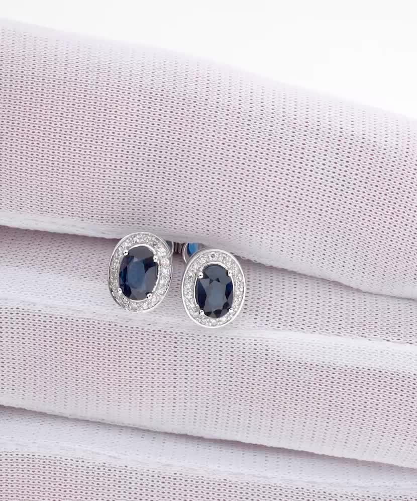 White gold earrings with sapphires and diamonds