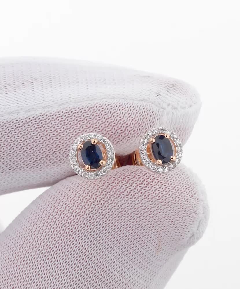 Gold earrings with diamonds and sapphires