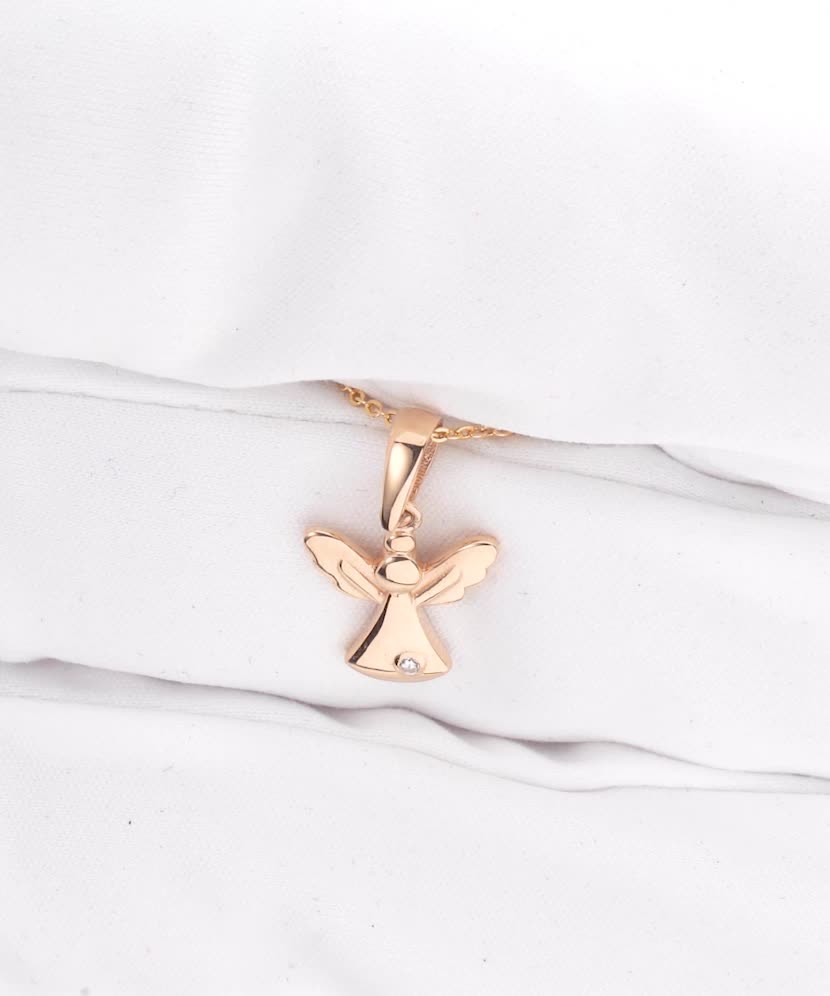 Gold pendant with zirconium "angel"