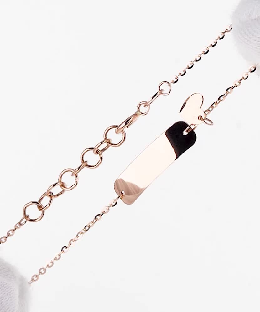 Children's gold bracelet with plate "Heart"