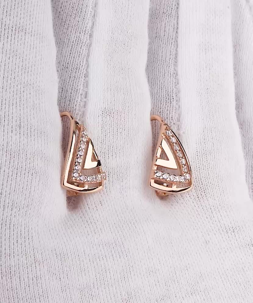 Auksiniai Auskarai Su Cirkoniais  - Goldinga