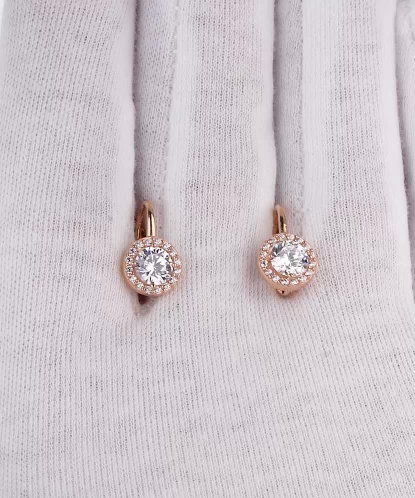 Gold earrings with zircons