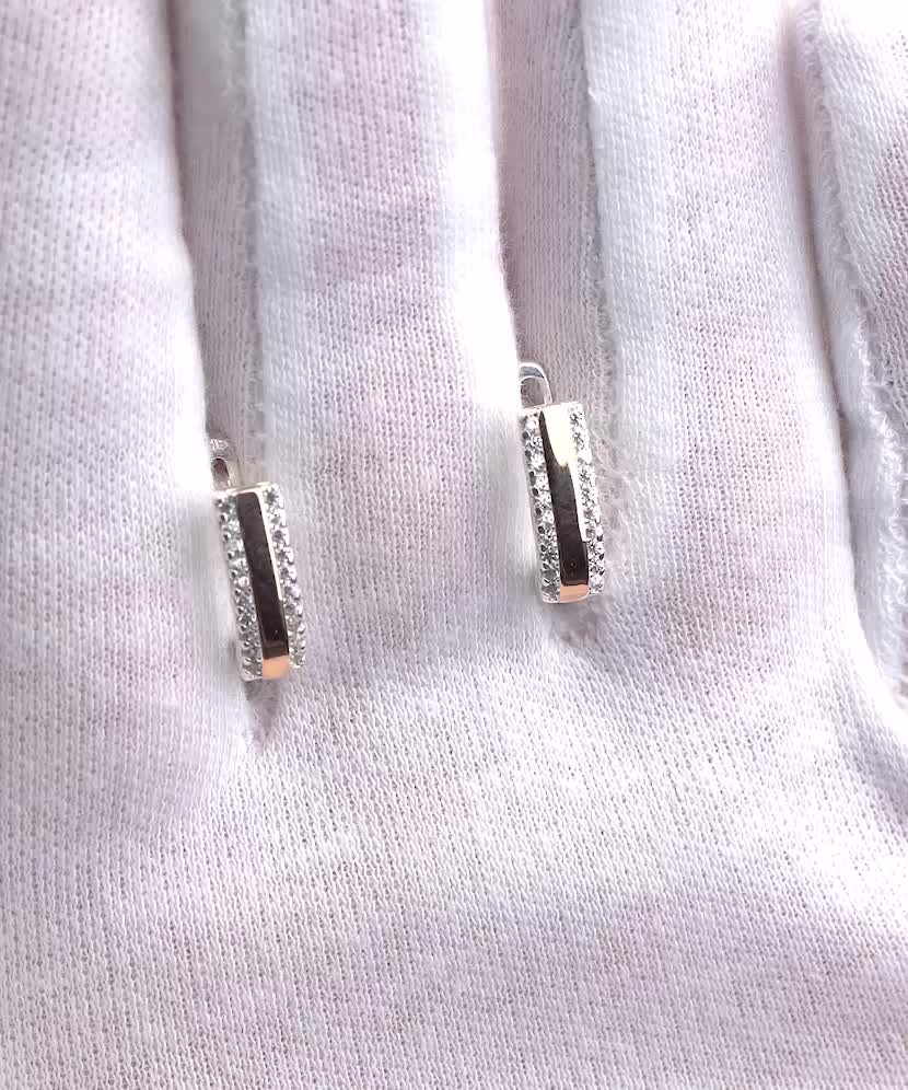 Sidabriniai Auskarai Dengti Auksu Su Cirkoniais  - Goldinga