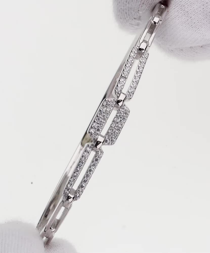 Sterling silver hard bracelet with zircons