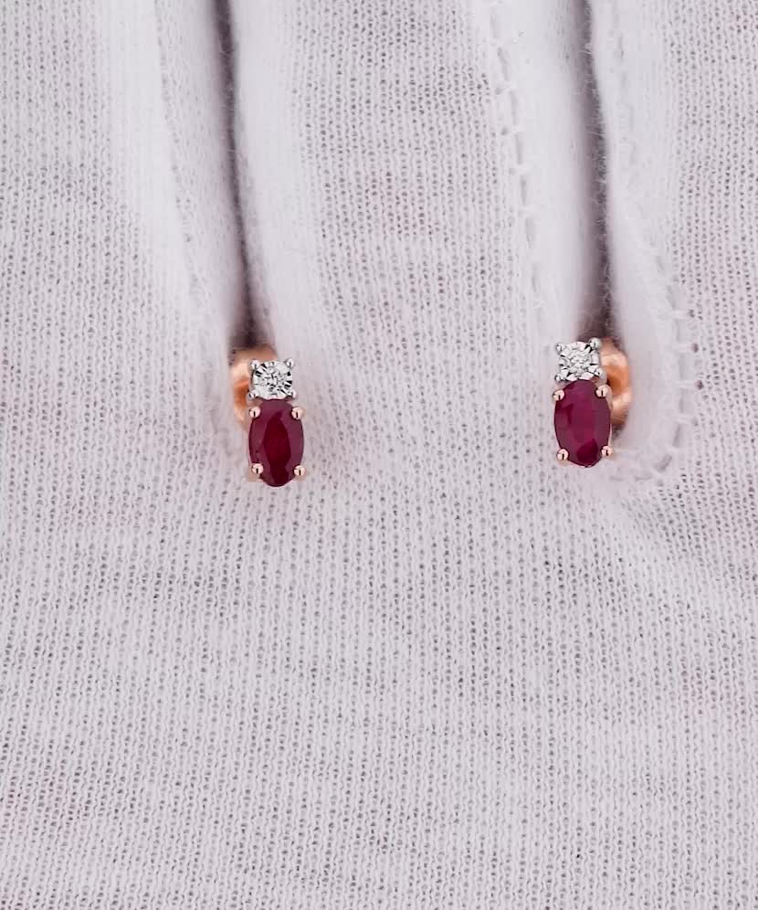 Gold earrings with rubies and diamonds