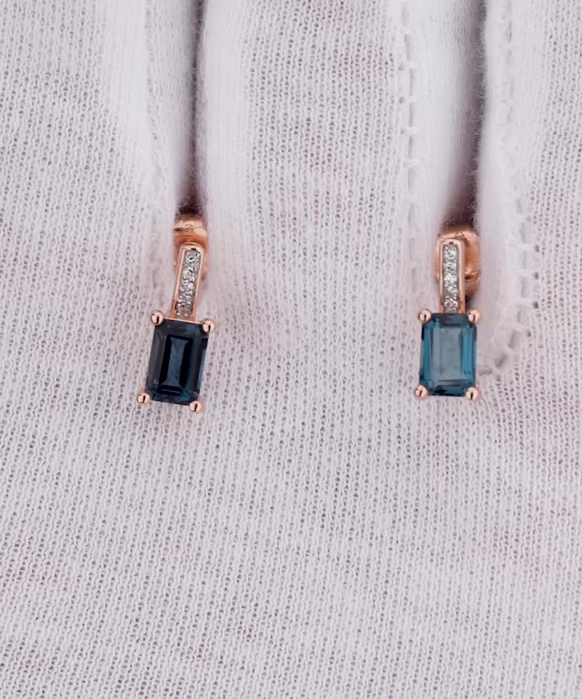 Gold earrings with London topazes and diamonds