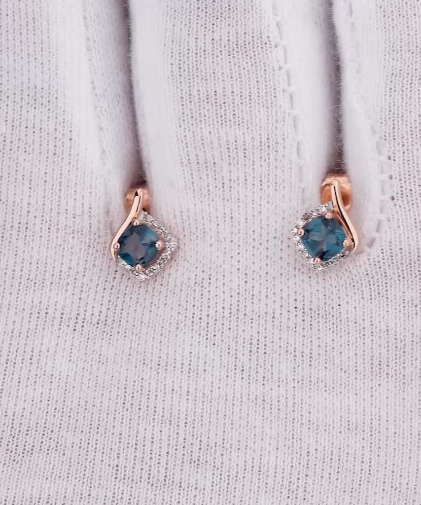 Gold earrings with London topazes and diamonds