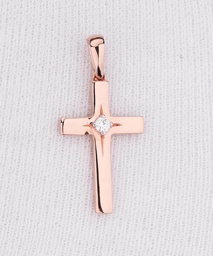 Gold pendant with diamond "cross"