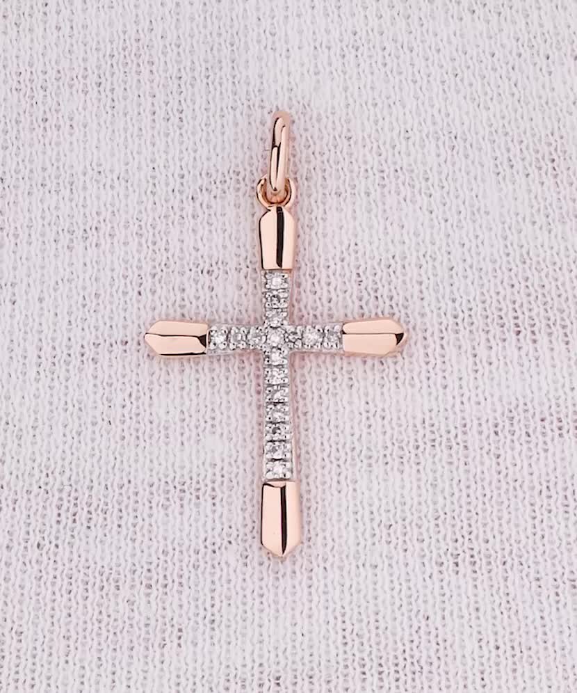 Gold pendant with diamonds "cross"