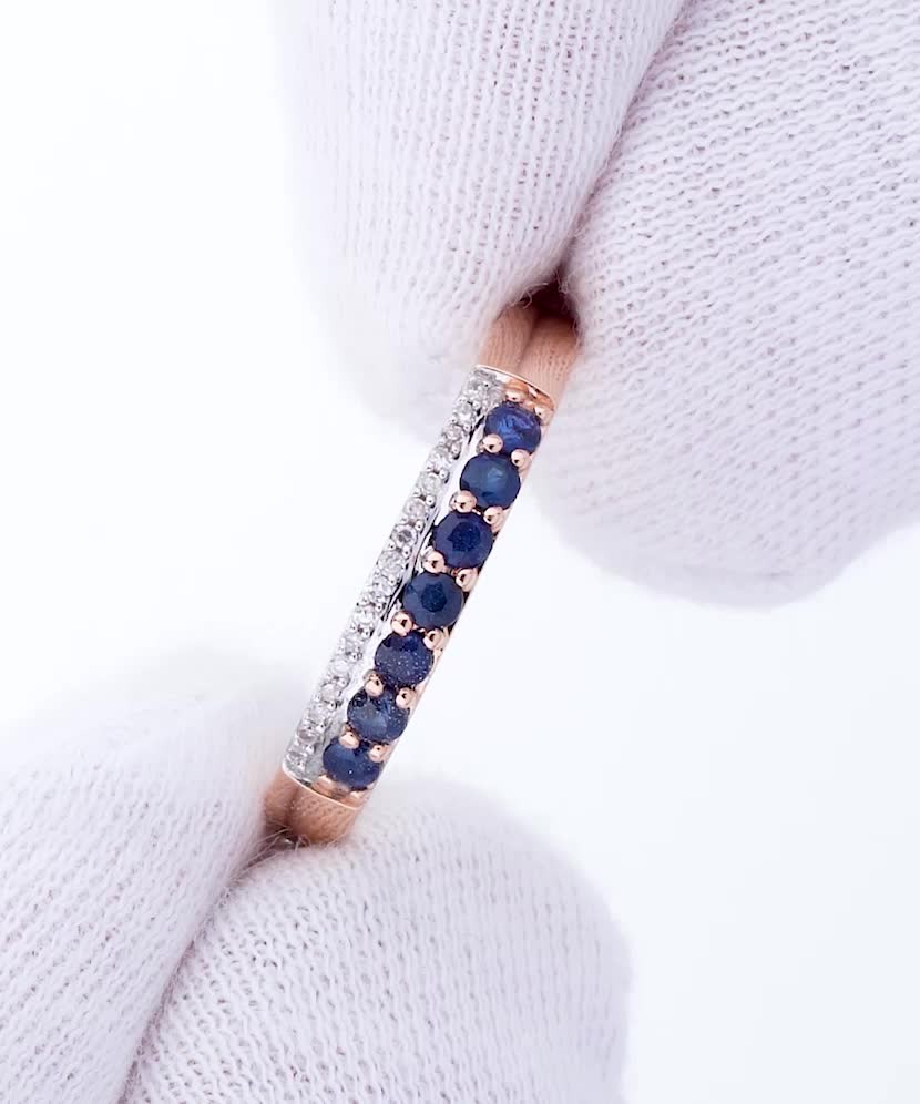 Auksinis žiedas su safyrais ir briliantais  - Goldinga