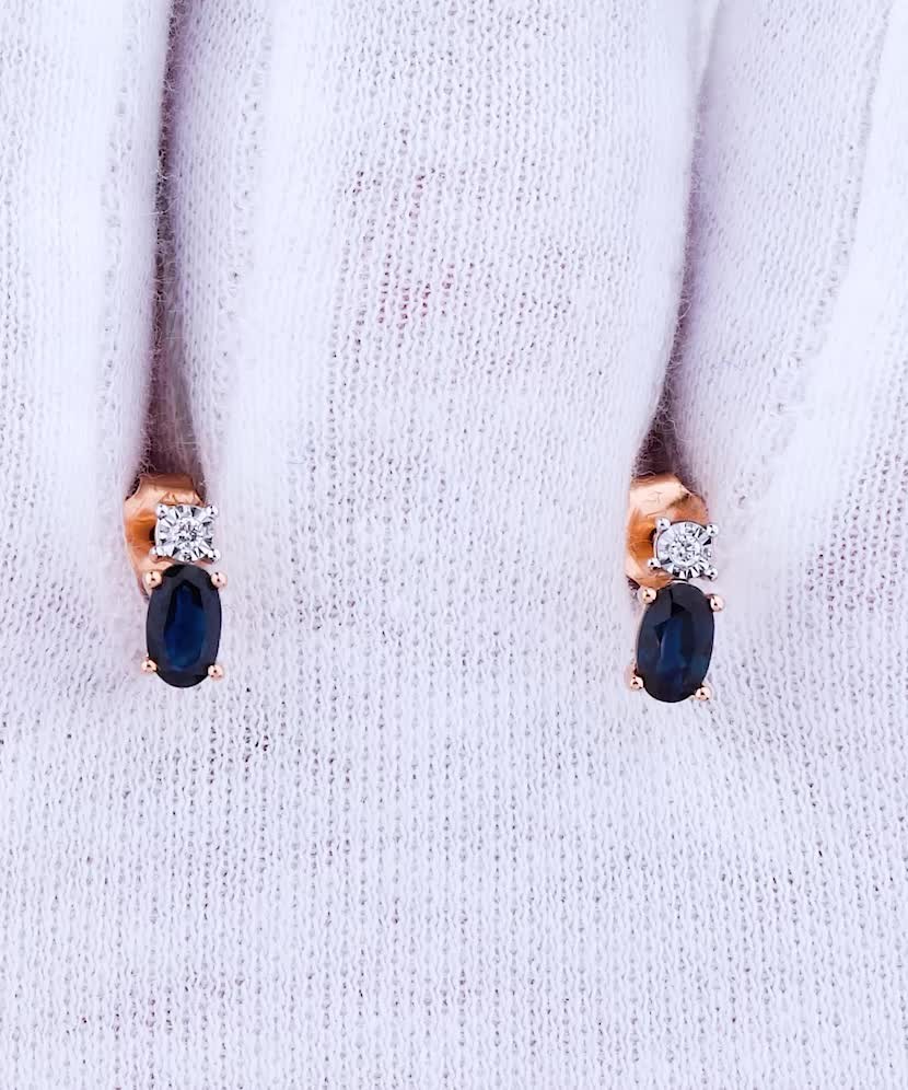 Gold earrings with sapphires and diamonds