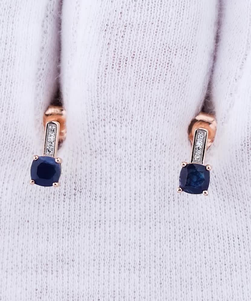 Gold earrings with sapphires and diamonds