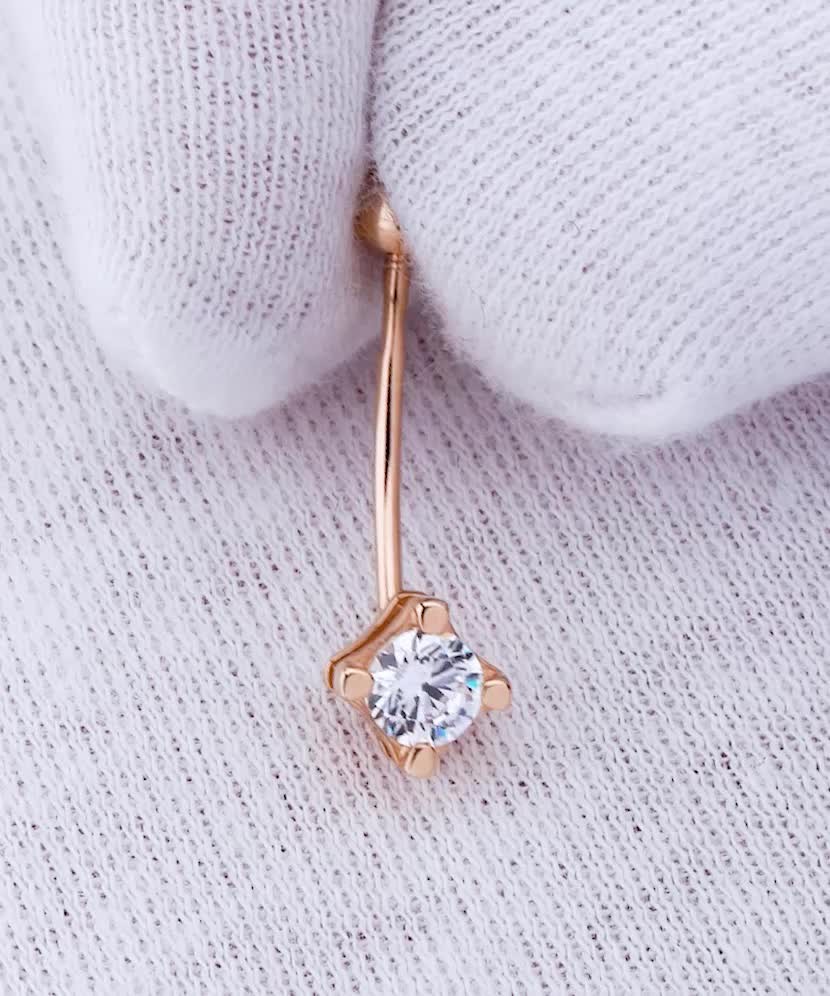 Gold Belly Button Ring with zirconium