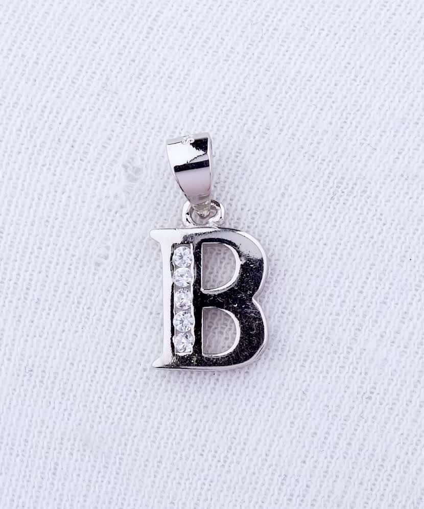 Sterling silver pendant with zircons Letter B