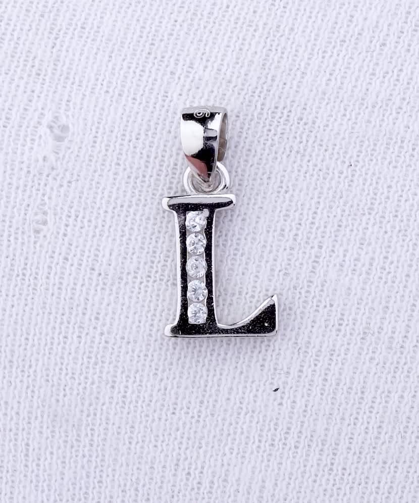 Sterling silver pendant with zircons Letter L