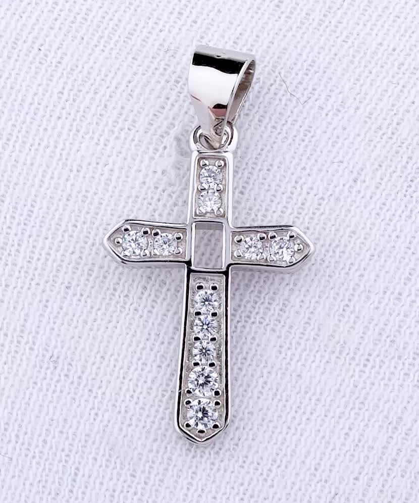 Sterling silver pendant with zircons „Cross“