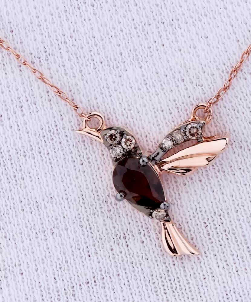 Yellow Gold chain with smoky topaz and diamond pendant