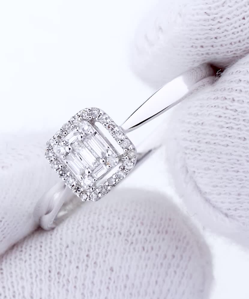 Balto aukso žiedas su deimantais  - Goldinga